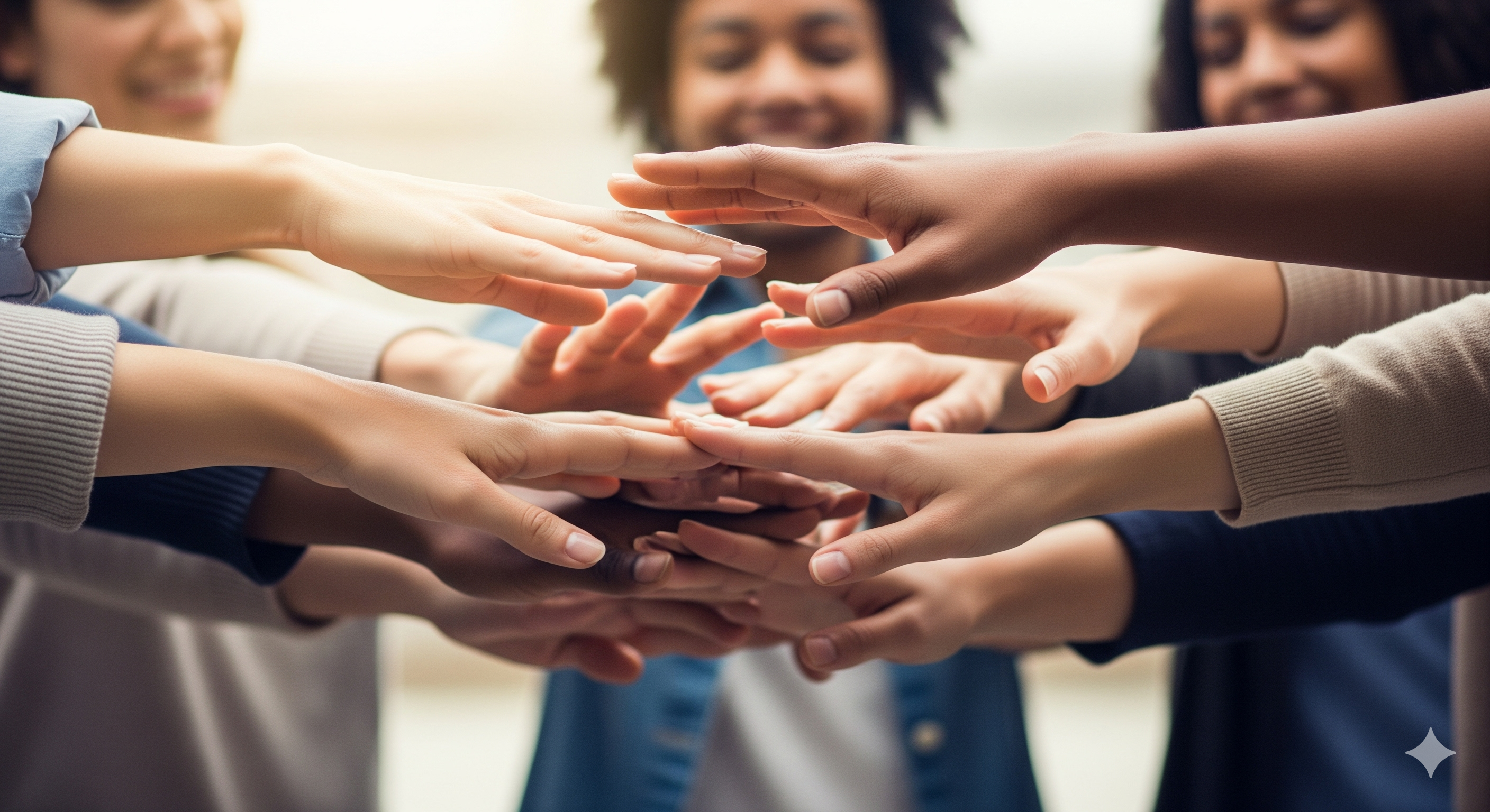 Hands reaching out in solidarity